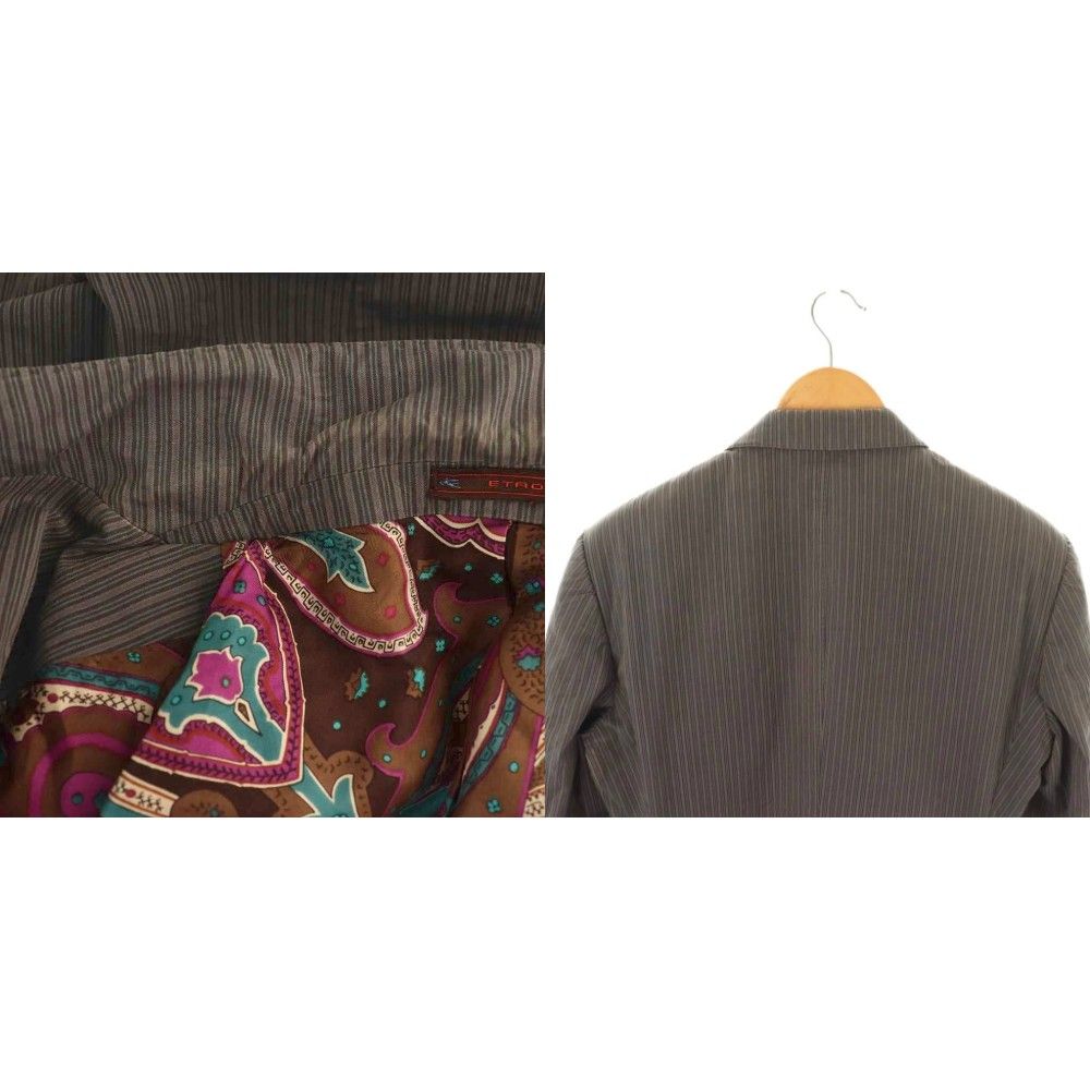 エトロ ETRO テーラードジャケット ストライプ 48 グレー マルチカラー