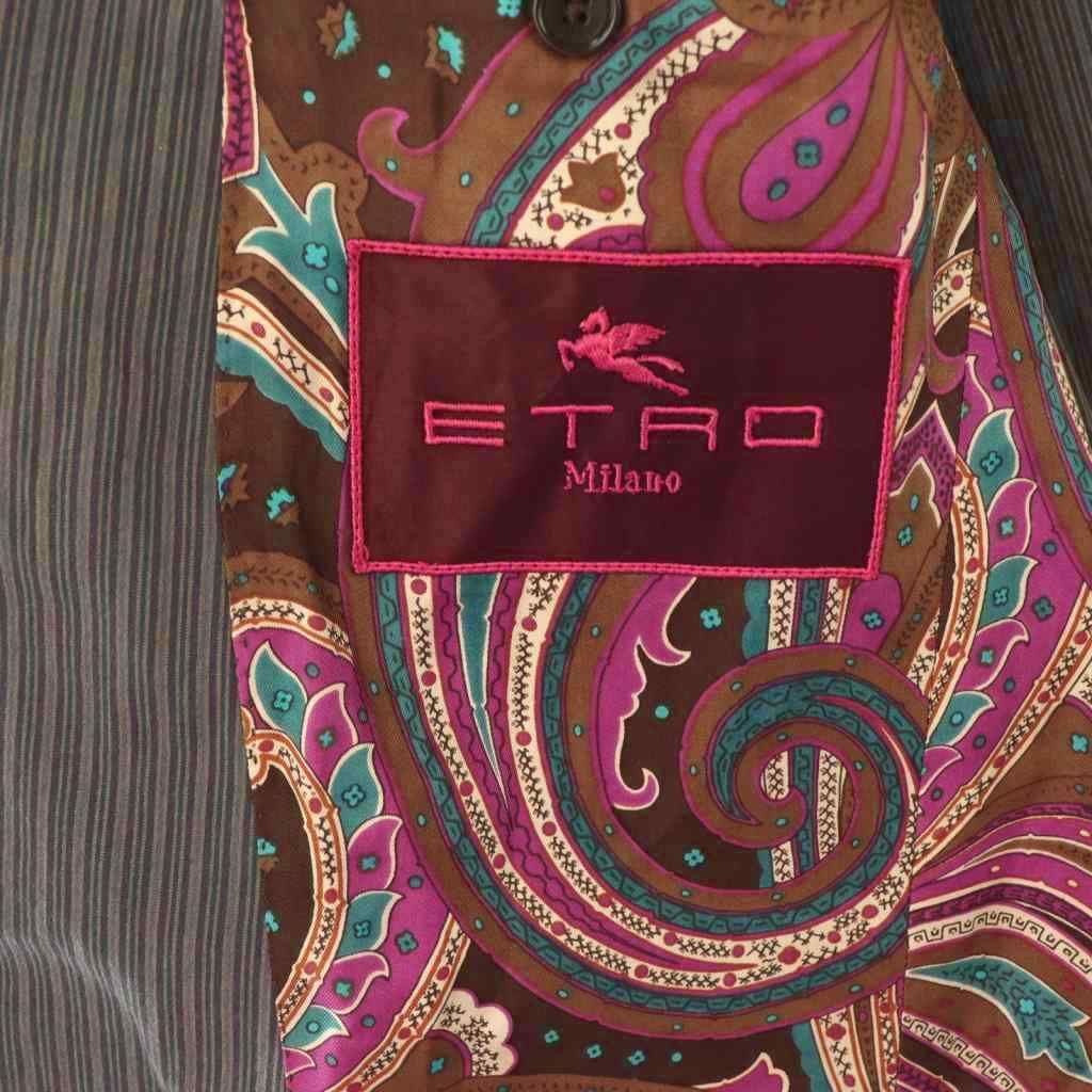 エトロ ETRO テーラードジャケット ストライプ 48 グレー マルチカラー