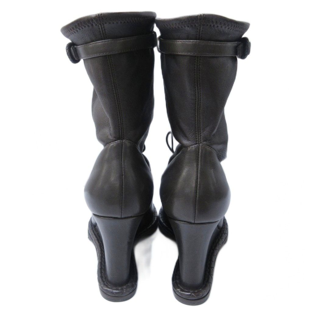 672【極美品】ボッテガヴェネタ イントレチャート レザー ブーツ 茶 37 672【極美品】ボッテガヴェネタ イントレチャート レザー ブーツ 茶 37