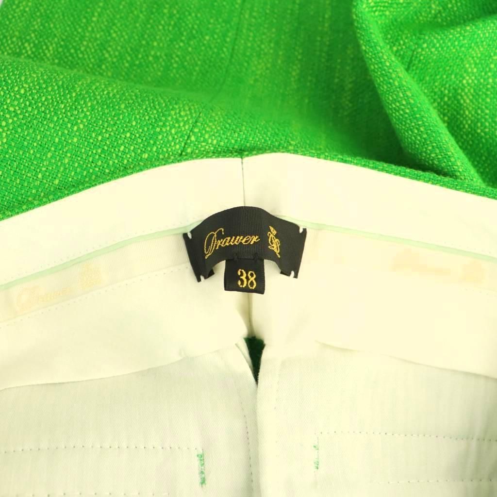 ドゥロワー Drawer リネンタックパンツ ジッパーフライ 38 グリーン