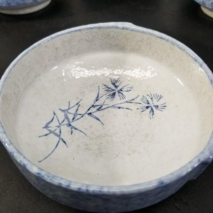 大皿　年代物　アンティーク　陶器　和食器 手描き染付 なます煮物皿 取り皿 明治大正アンティーク和食器水墨画