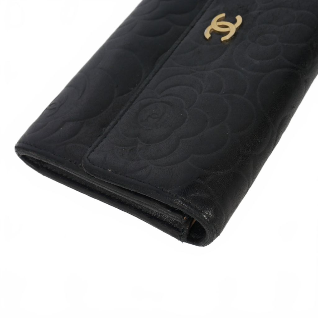 シャネル CHANEL カメリア 二つ折り ココマーク 長財布 ロング