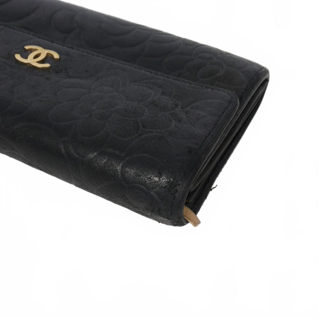 シャネル CHANEL カメリア 二つ折り ココマーク 長財布 ロング