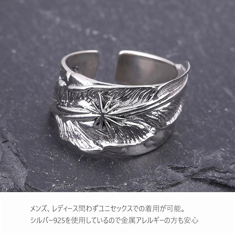 新品】 シルバー シルバー925 本物 特大 イーグル フェザー リング 