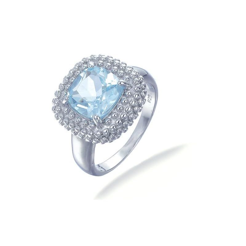 Vir Jewels リング レディース シルバー Ag 925 ブルートパーズ 2 CT リングサイズ16 1