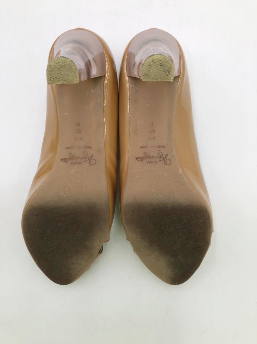 銀座かねまつ オープントゥ パンプス size22 110158/オーカー