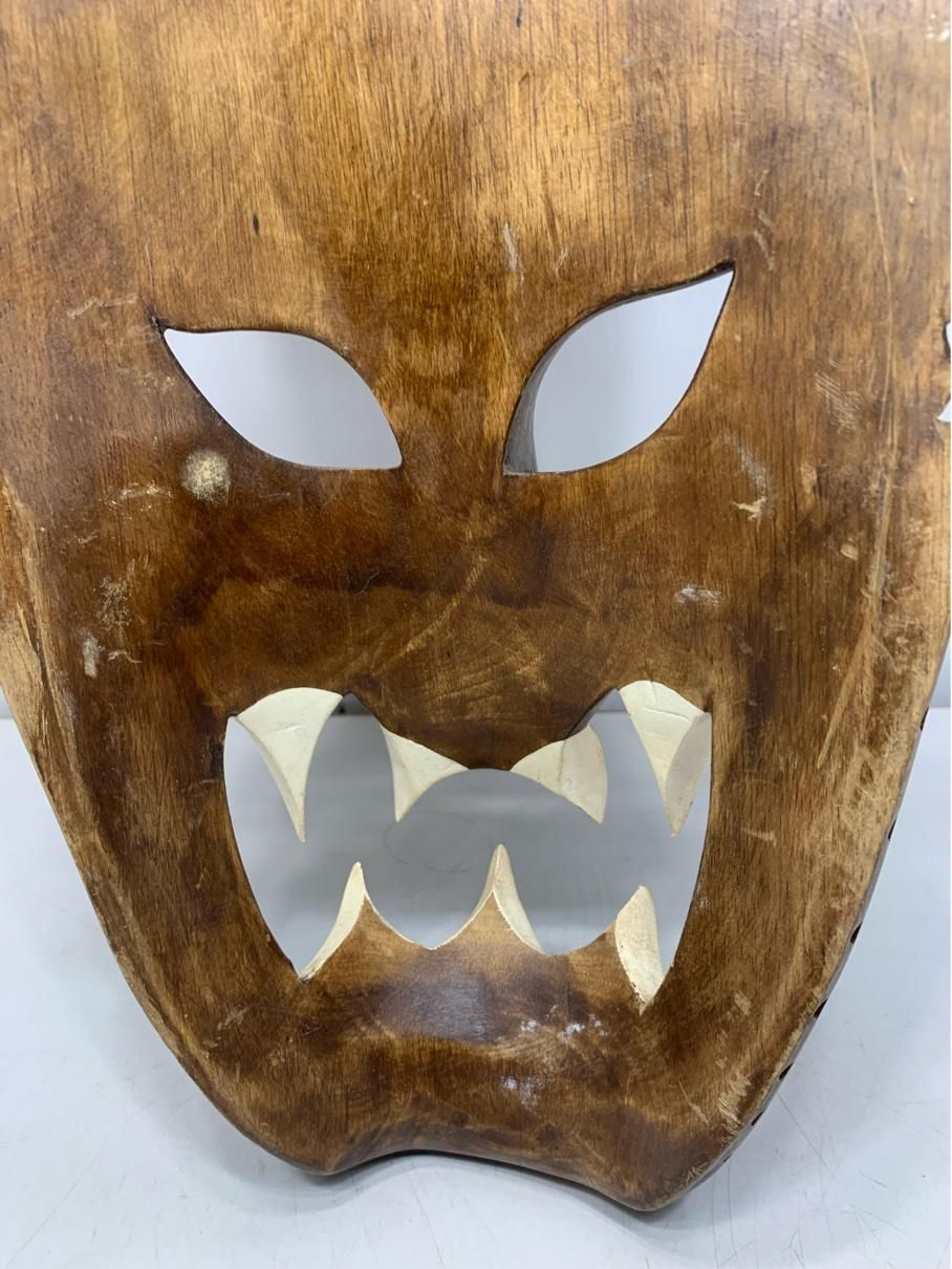 貴重 獣面 魔除け 木彫り 彫刻 インテリア ハワイ ヴィンテージ雑貨