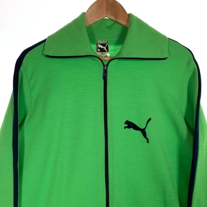 70's PUMA プーマ トラックジャケット グリーン 目つき ポリアクリル