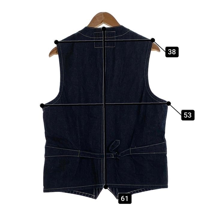 SUGER CANE シュガーケーン　ネイビー ストライプ ベスト　38 SUGAR CANE シュガーケーン ベスト ワーク ストライプ ウォバッシュ