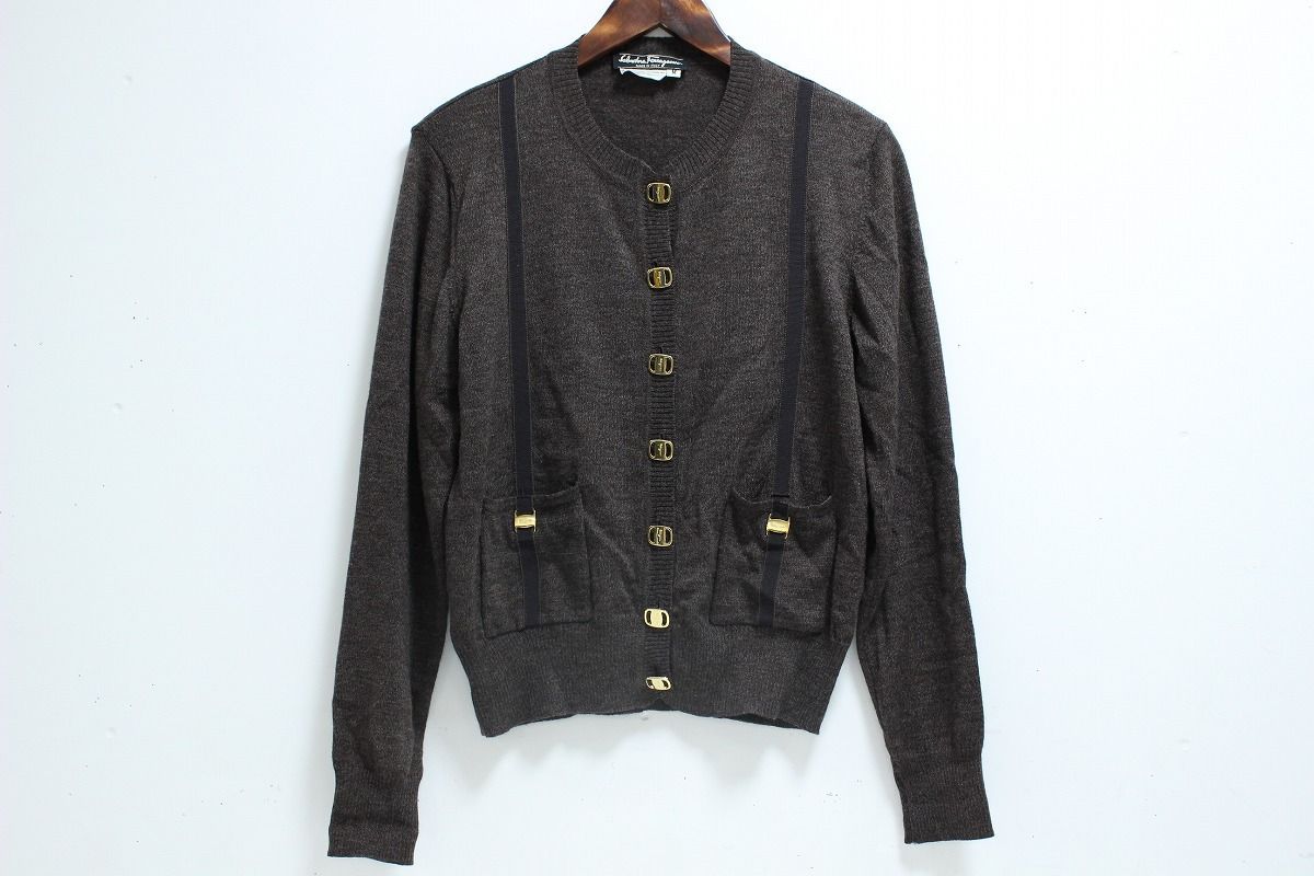 Ferragamo フェラガモ カーディガン ブラウン Mサイズ 11-F119W/1/TC