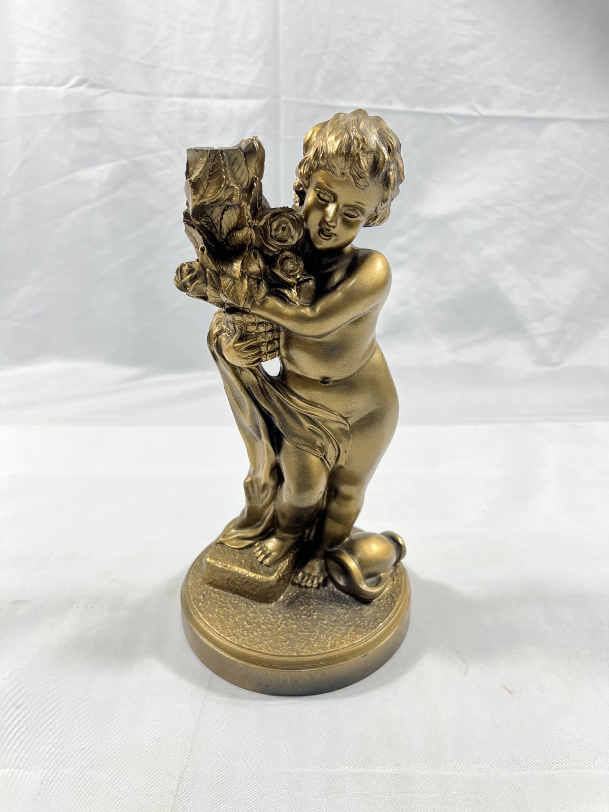 銅像 ブロンズ像 女神 4RP632 子供 花束 ブーケ 置物 インテリア
