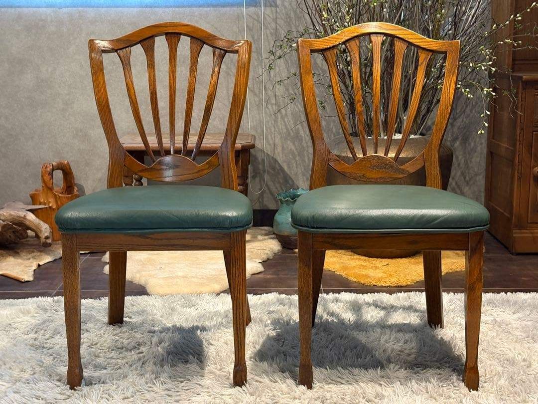 台湾製 オーク材 ダイニングチェア リビングチェア 食卓椅子 合皮