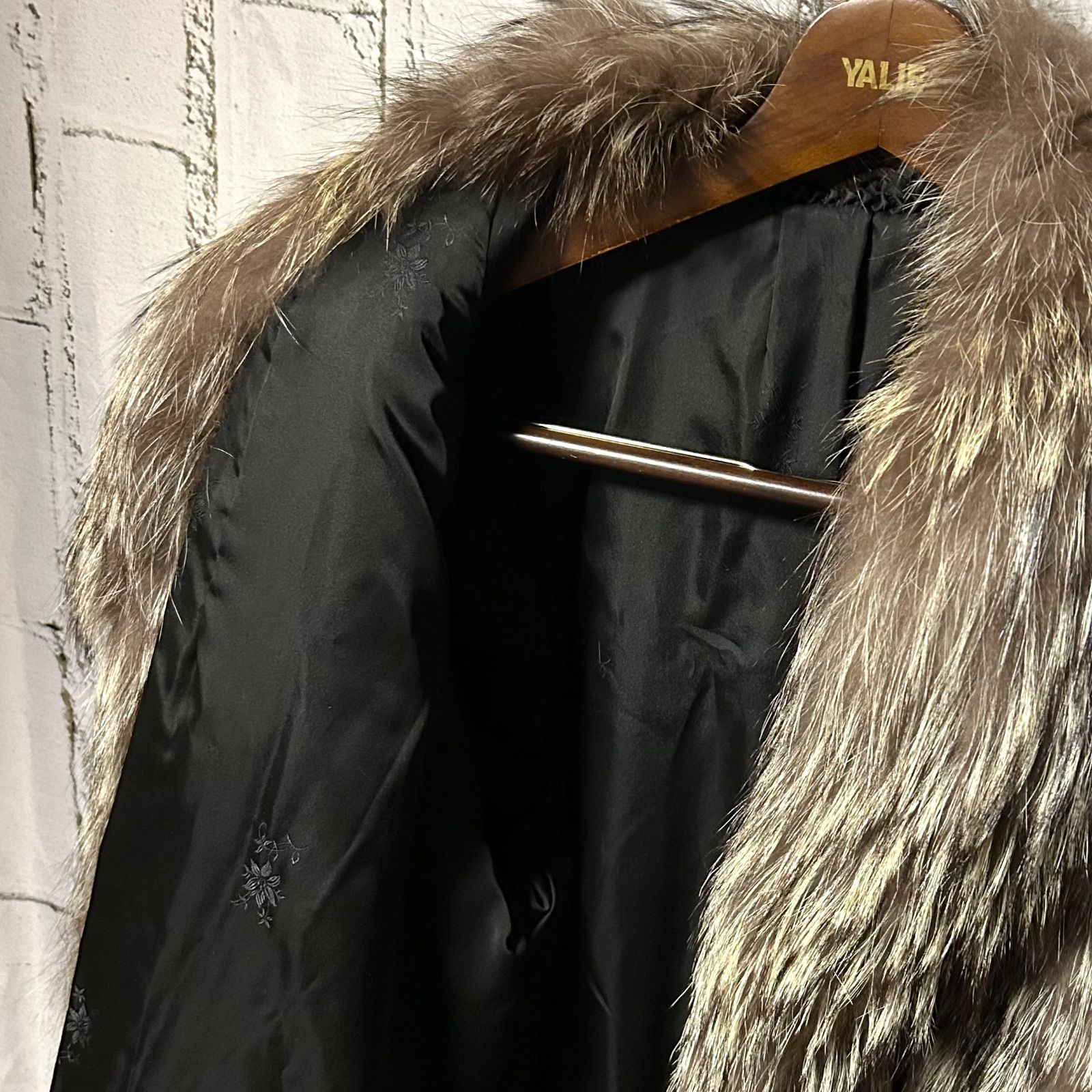 美品 フォックスファー ロングコート ミドル丈～ロング丈 シルバー