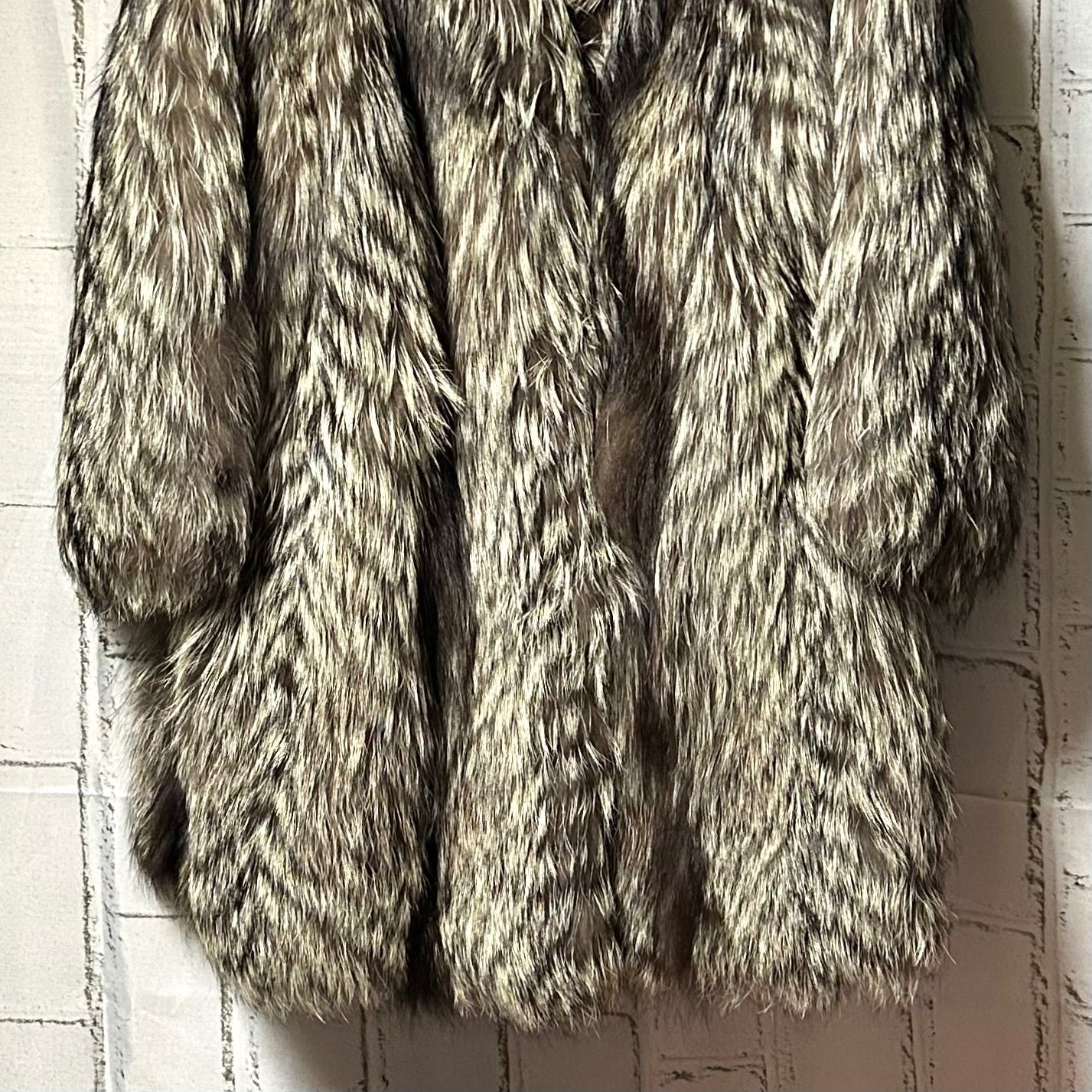 美品 フォックスファー ロングコート ミドル丈～ロング丈 シルバー