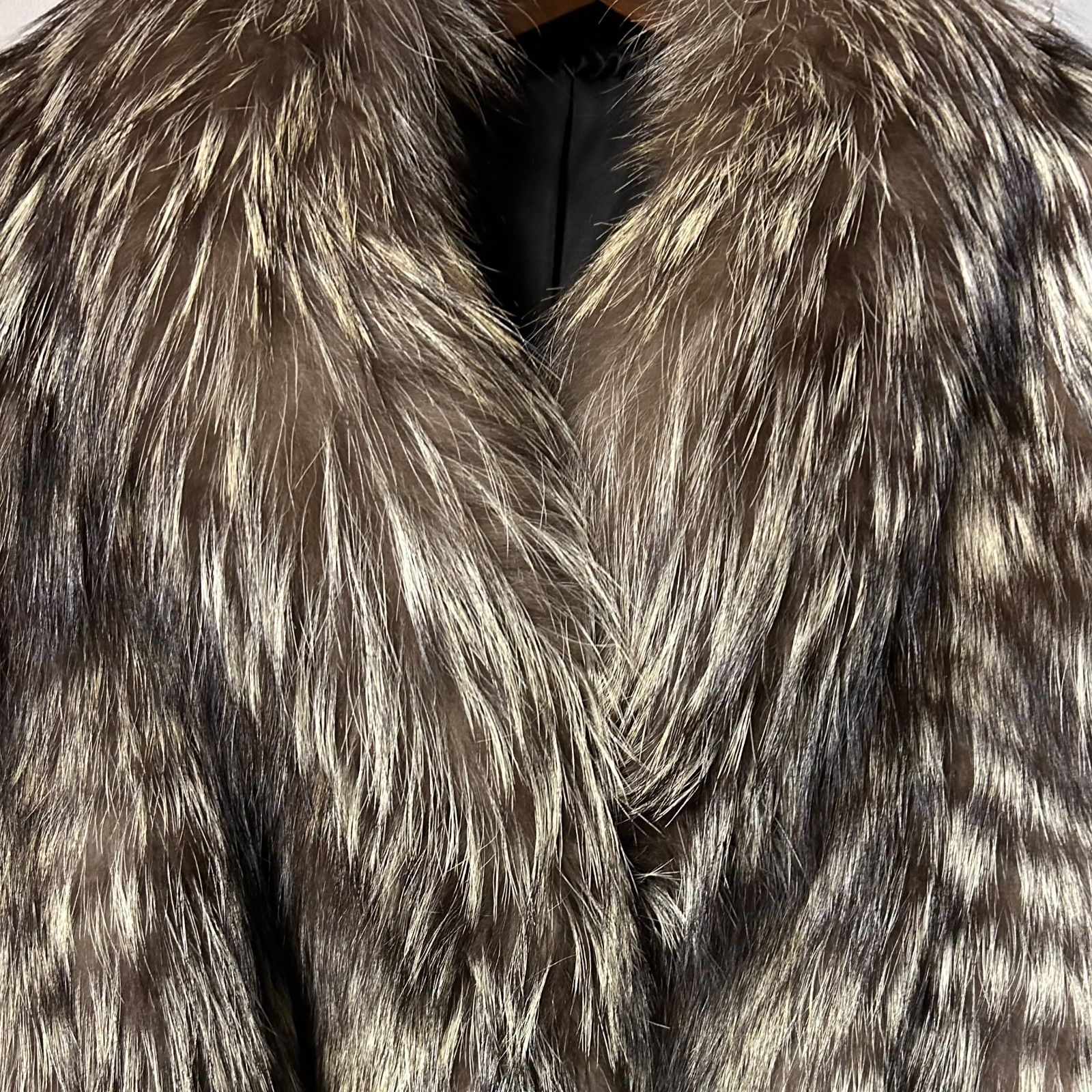 美品 フォックスファー ロングコート ミドル丈～ロング丈 シルバー