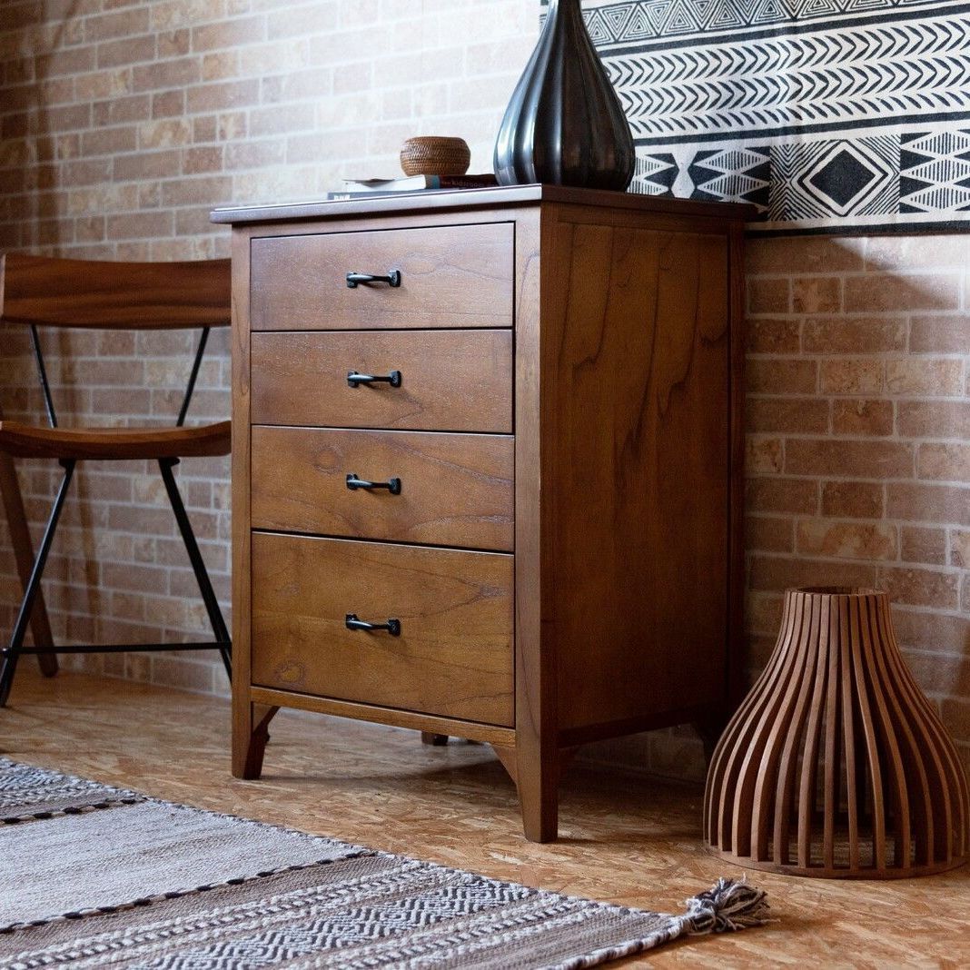 天然木 アンティーク調 ４段ミニチェスト ［幅60cm］　　　　チェスト リビング収納 収納家具 洋服収納 衣類収納 キャビネット  ヴィンテージ