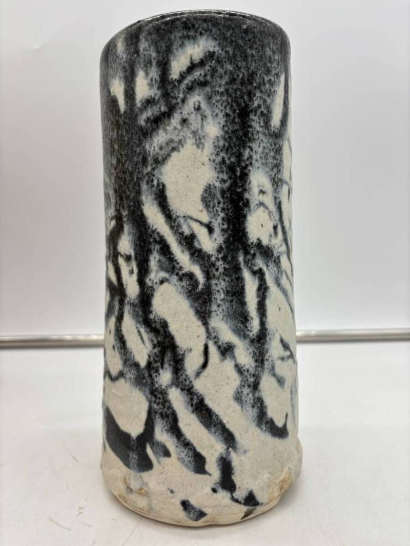 希少】十三代小左ェ門 まだら瀬戸 花入 華道 花道 花瓶 花器 花生 赤津