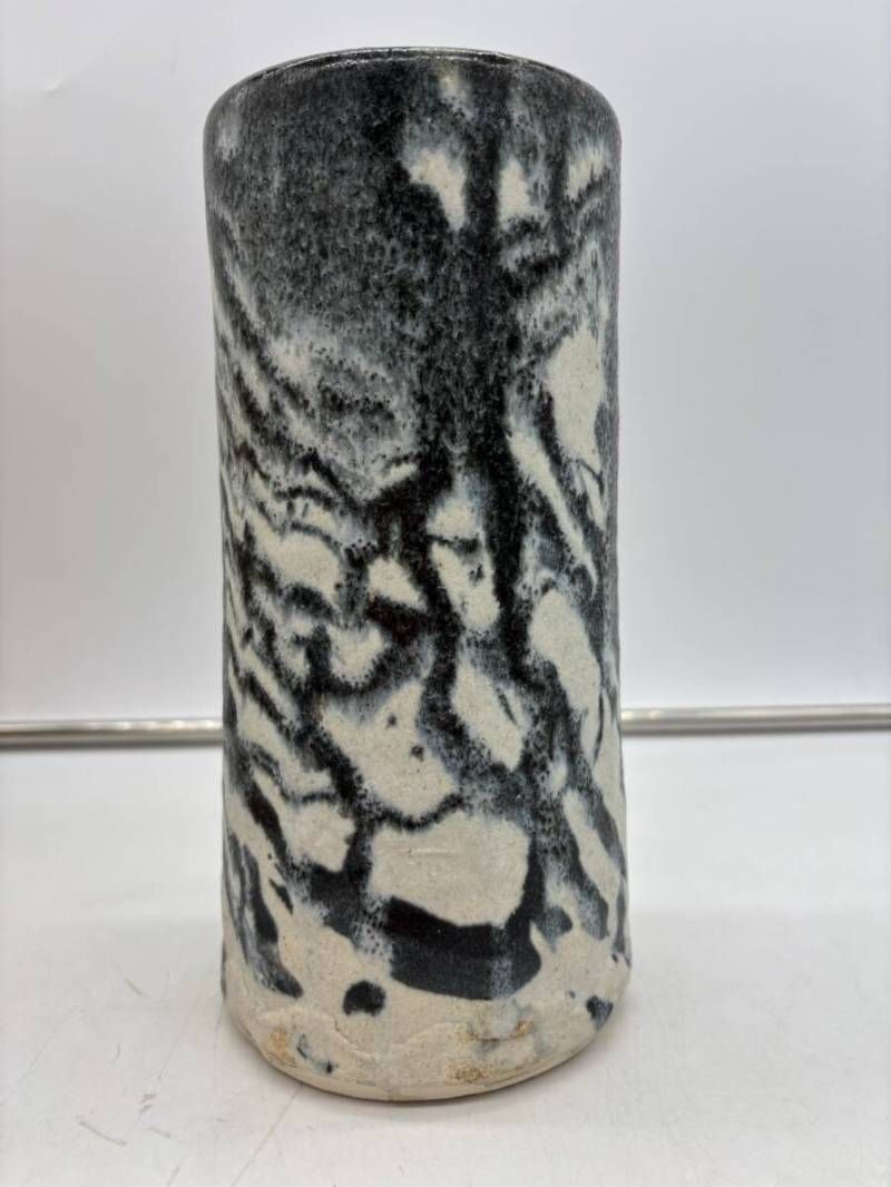 希少】十三代小左ェ門 まだら瀬戸 花入 華道 花道 花瓶 花器 花生 赤津