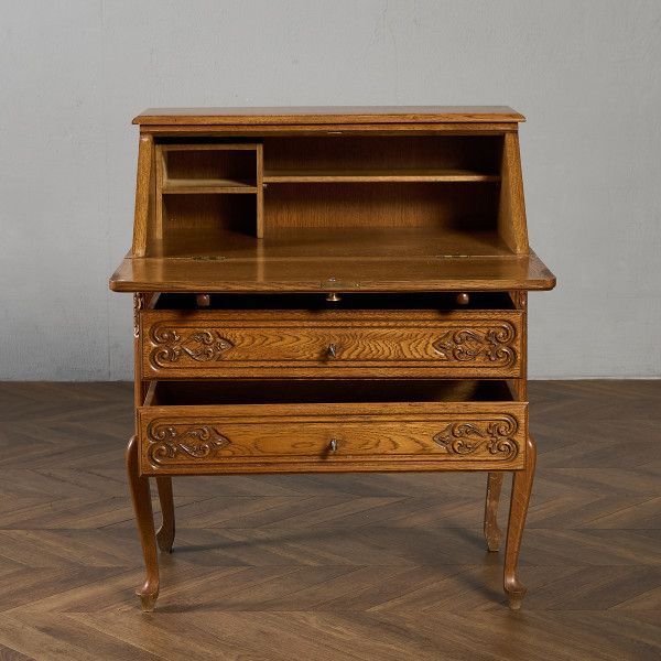 英国アンティーク猫脚ライティングビューロー/木製デスク/勉強机