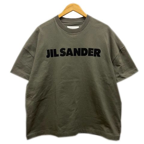 【中古】ジルサンダー JIL SANDER Tシャツ クルーネック コットン ロゴ プリント 半袖 M 緑 カーキ メンズ ジルサンダー JIL SANDER Tシャツ クルーネック コットン ロゴ