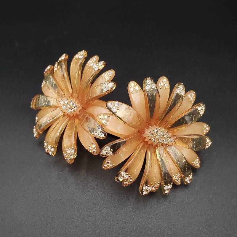 美品　acca アッカ　バレッタ　フランス製　ストーン　花　髪留め　ヘアアクセ acca by DAVIDIAN アッカ デイヴィディアン バレッタ ヘアアクセサリー
