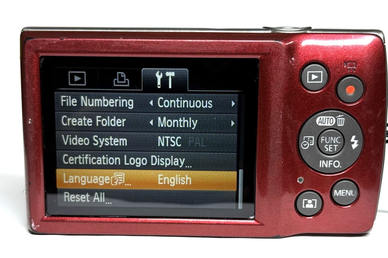 Canon IXY 200 PC2333 HD 20MP 8x デジタルカメラ Red 基本動作確認