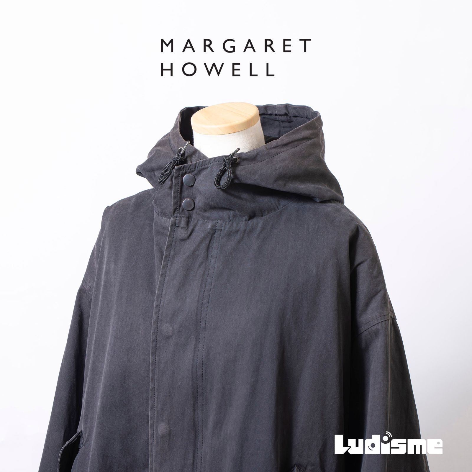 マーガレットハウエル HOWELL モッズコート M-51タイプ ブラック M 筆記体タグ ヴィンテージ レディース アウター ミリタリー フーデッドコート