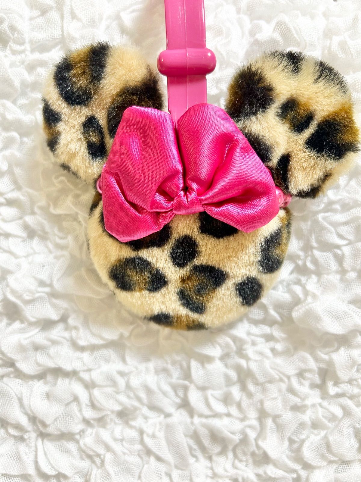 ミニー ヒョウ柄 イヤーマフ 耳当て ピンク リボン レオパード 東京