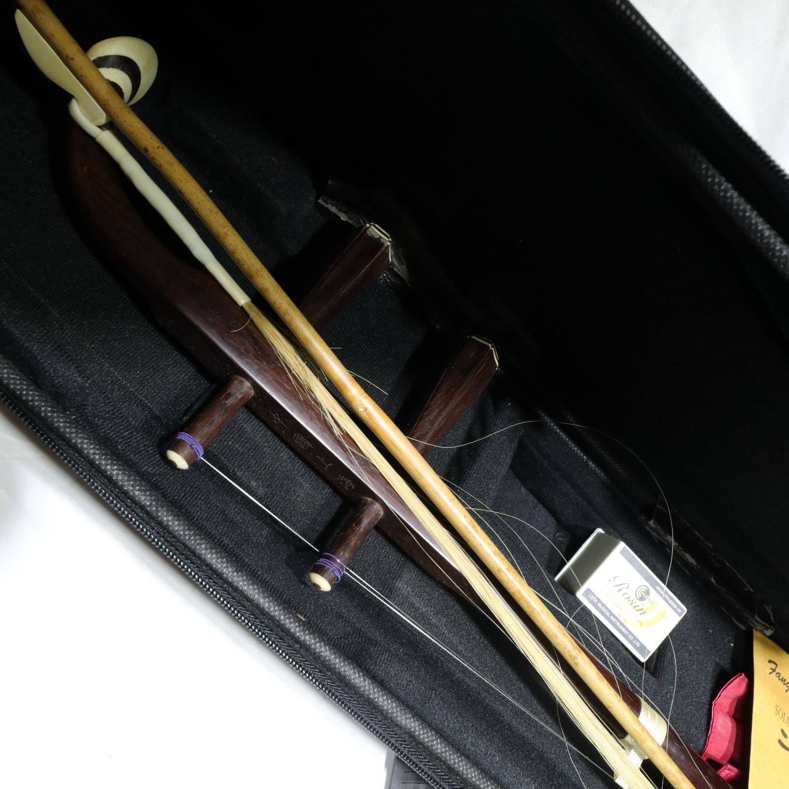 現状渡し/ジャンク】弦楽器 二胡 弓付き 本蛇皮仕様 中国伝統楽器 中国