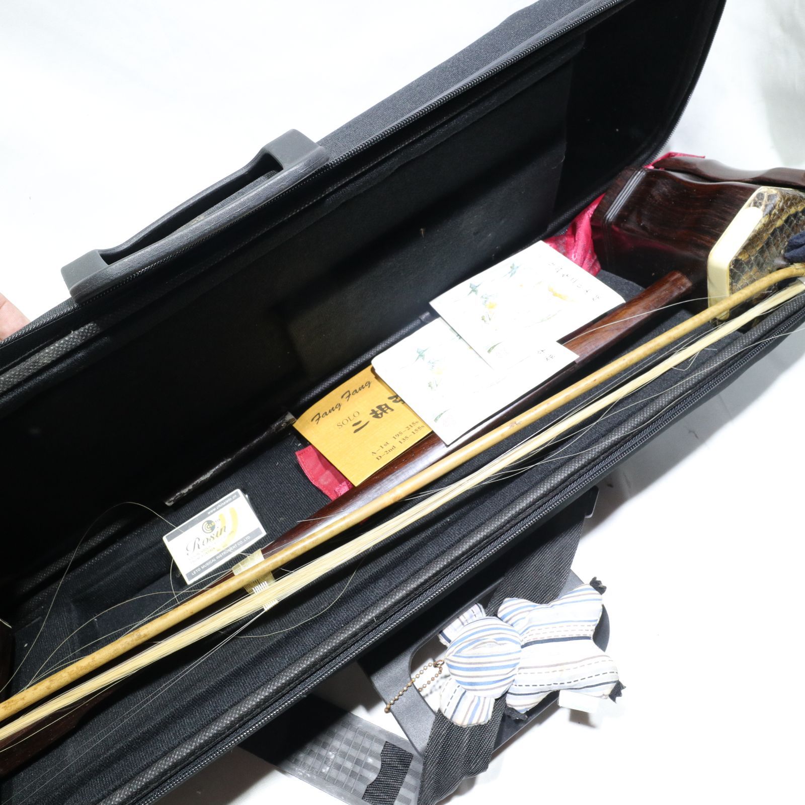 現状渡し/ジャンク】弦楽器 二胡 弓付き 本蛇皮仕様 中国伝統楽器 中国