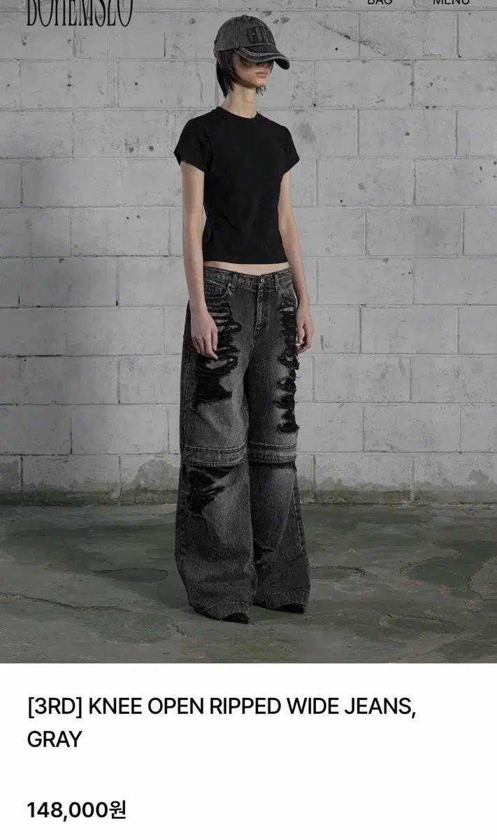 BOHEMSEO ボヘミアンソウル ニ－オープン ワイド ダメージ パンツ