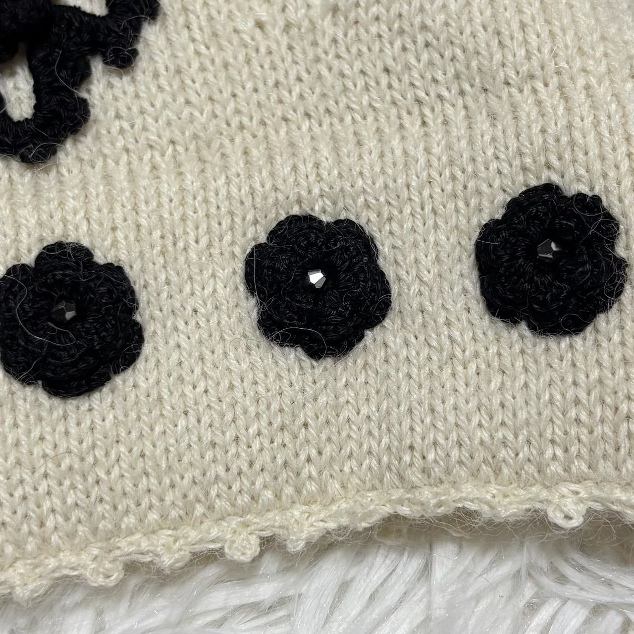  ALPACA ロイヤルアルパカ 花柄 ハンドニット カーディガン L ROYAL ALPACA ロイヤルアルパカ ハンドニット カーディガン 花柄刺繍