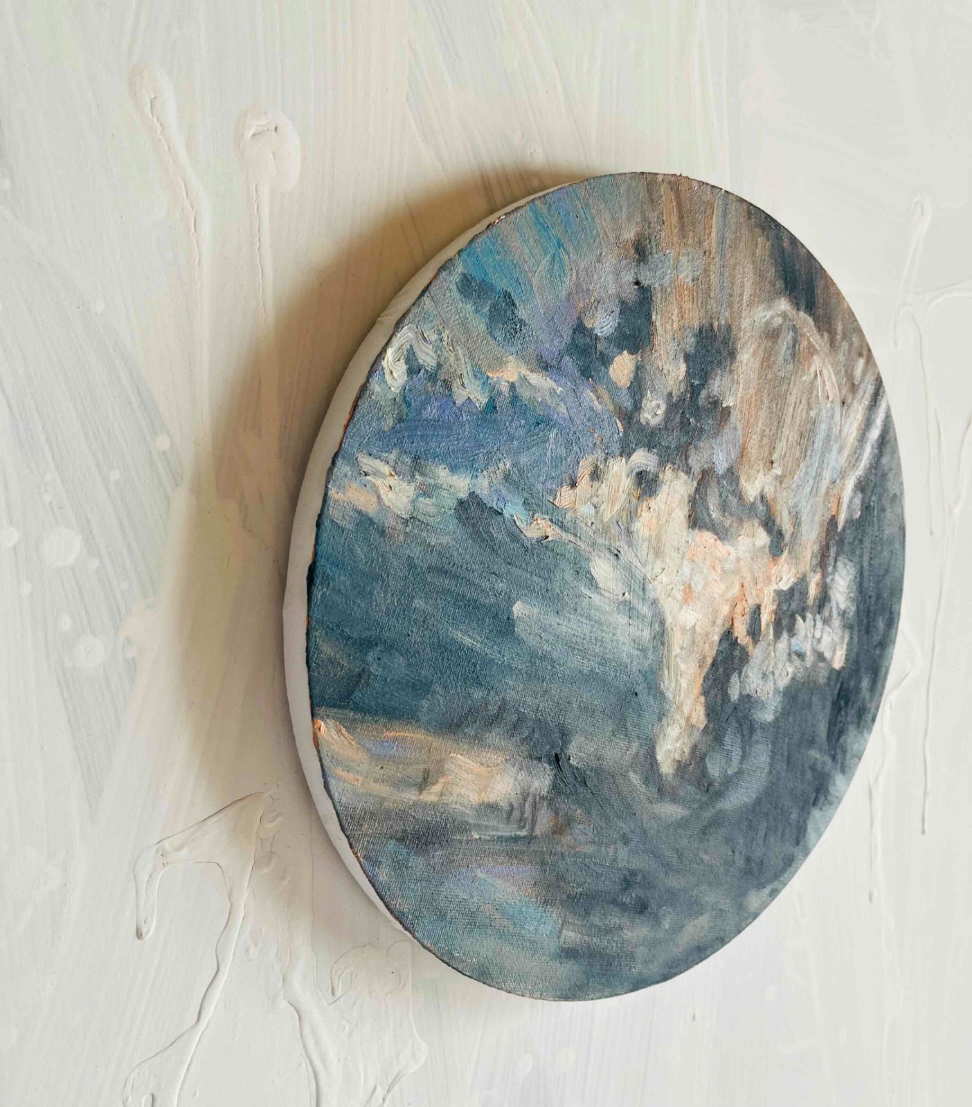 直径30㎝「空の様子2」油彩・絵画・原画・丸形・アートパネル - メルカリ