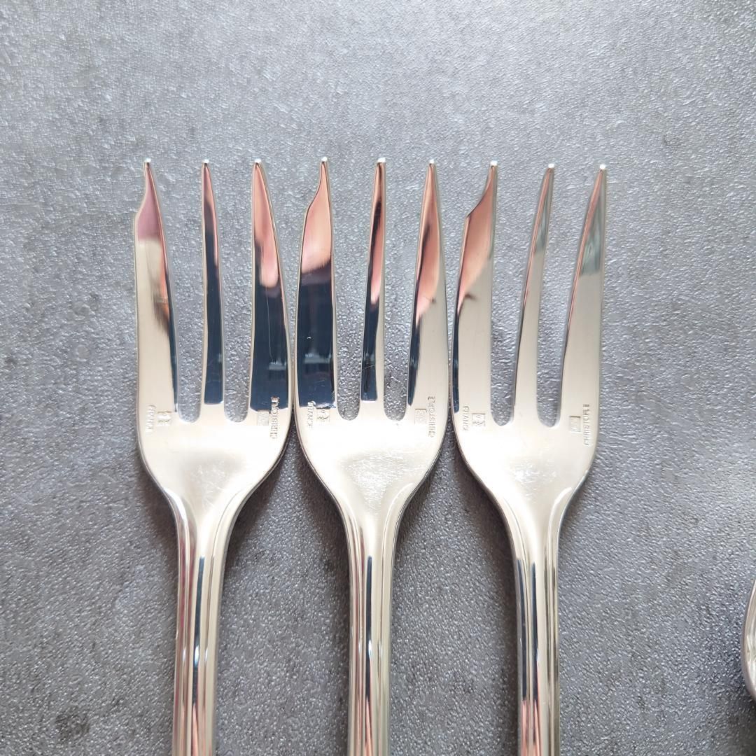 美品 クリストフル パール ケーキフォーク コーヒースプーン 12点 箱付き クリストフル パール コーヒースプーン6本 ケーキフォーク6本 合計12点