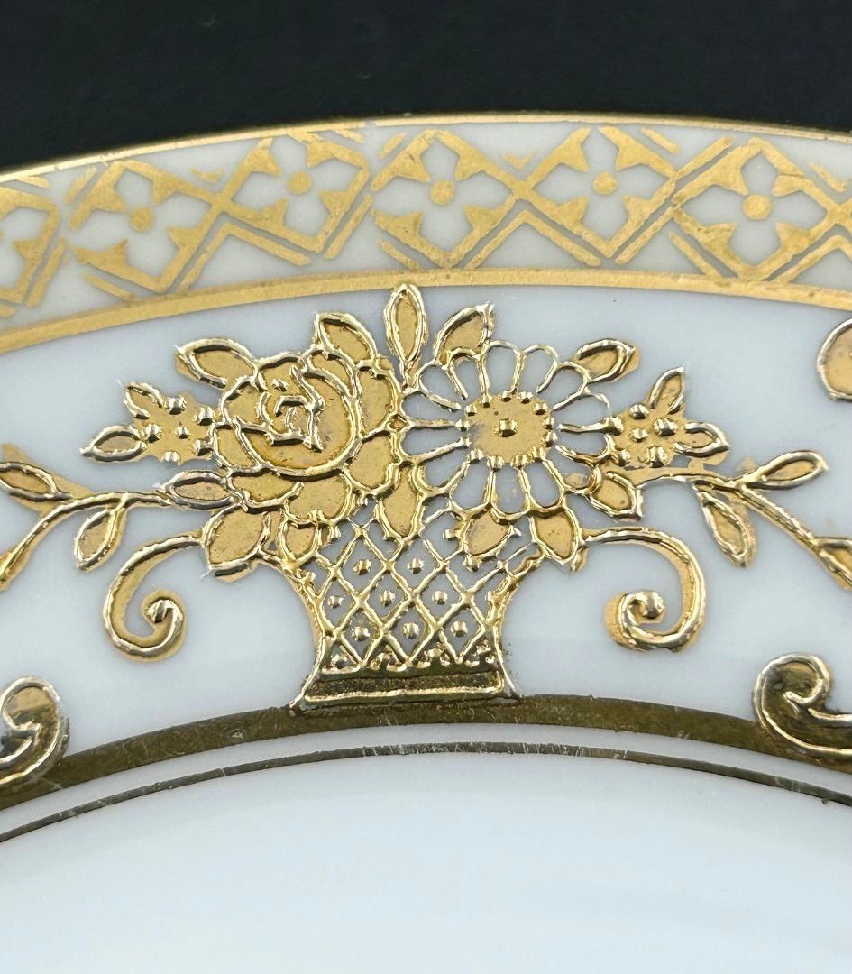 オールドノリタケ マルキ印　金盛り　風景花鳥文皿 里帰り　アンティーク ノリタケ オールドノリタケ 金盛砂漠風景図香炉 ポプリ入れ マルキ印