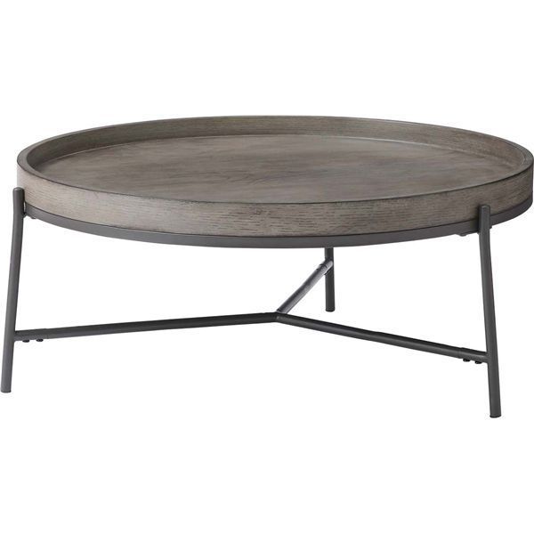 ラウンドテーブル グレー （約W79×D79×H32.5cm） 組立式