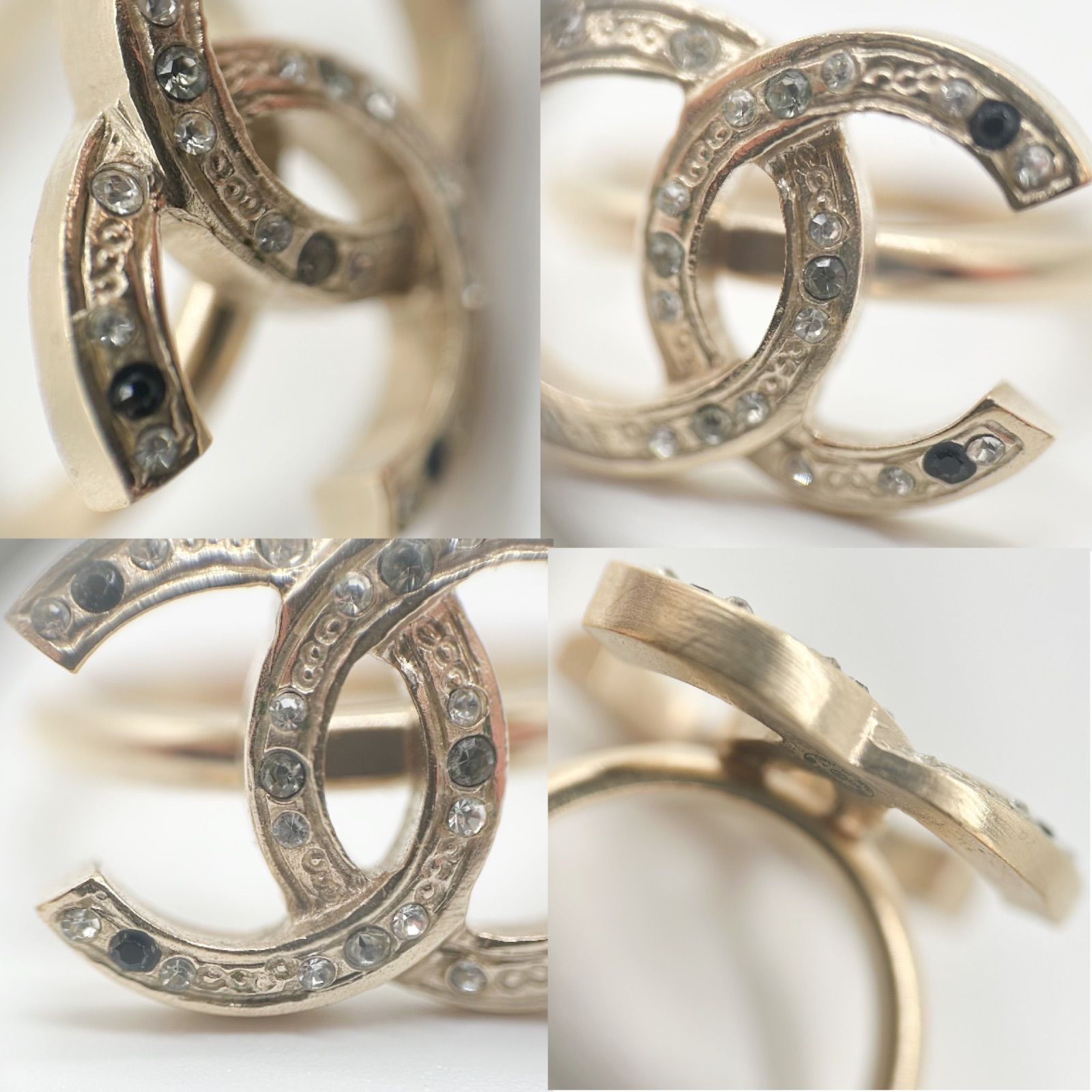 CHANEL シャネル ココマーク リング 指輪 ラインストーン ゴールド