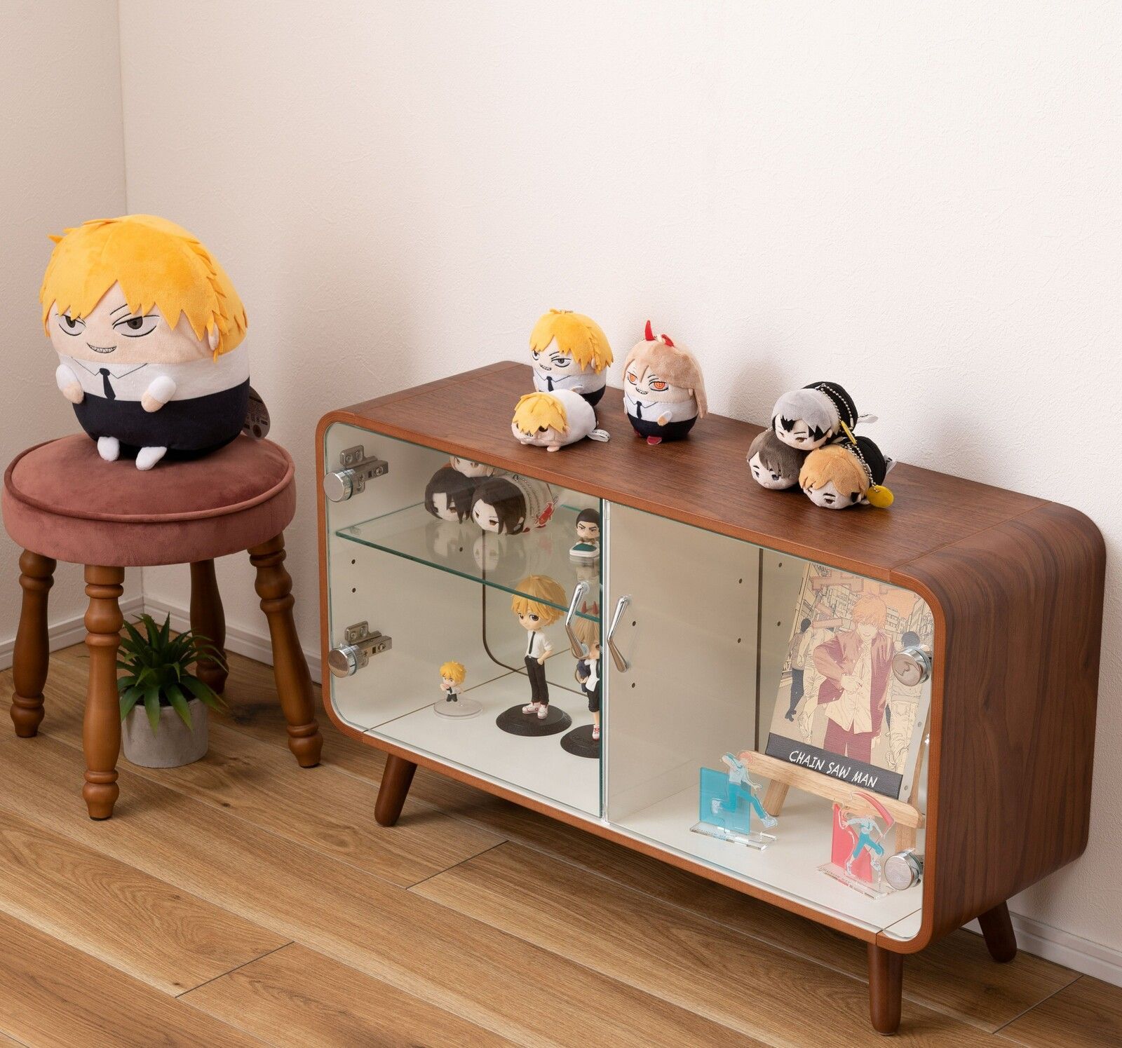 ♪2段 ガラス扉 天然木コレクションケース ［幅79.5cm］ コレクション 