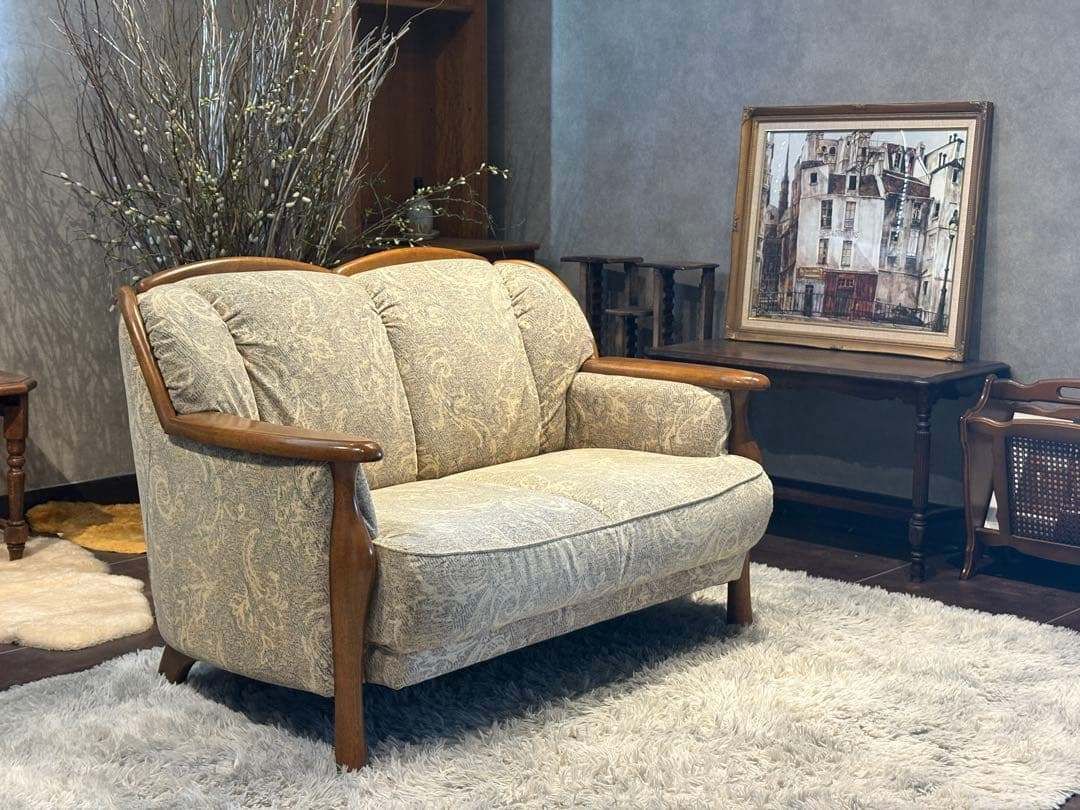 2人掛けソファ 2Pソファ ファブリック生地 アンティーク ビンテージ nZ 2人掛けソファ 2Pソファ ファブリック生地 アンティーク ビンテージ nZ