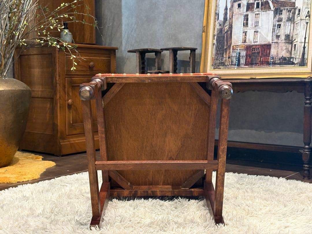 アンティーク ダイニングチェア リビングチェア ファブリック リベット打ち IZ アンティーク ダイニングチェア リビングチェア ファブリック リベット