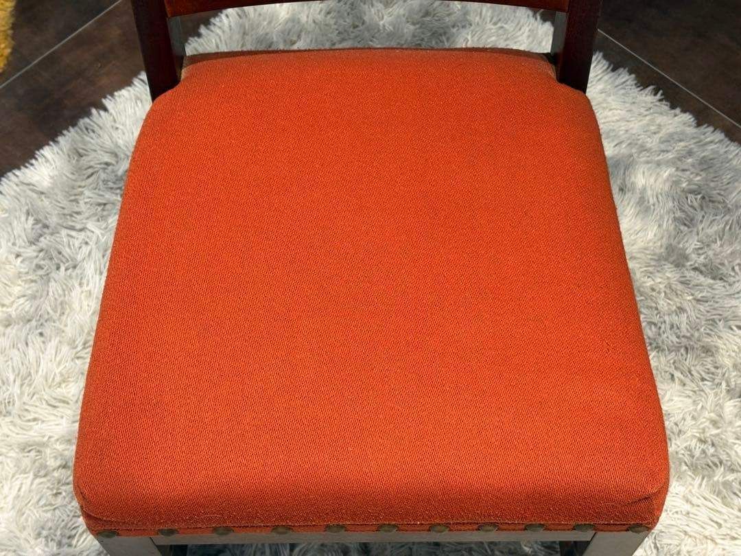 アンティーク ダイニングチェア リビングチェア ファブリック リベット