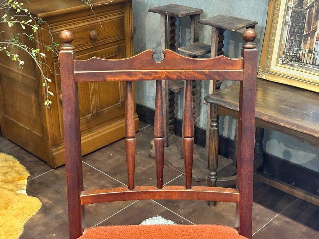 アンティーク ダイニングチェア リビングチェア ファブリック リベット打ち IZ アンティーク オンライン ダイニングチェア リビングチェア