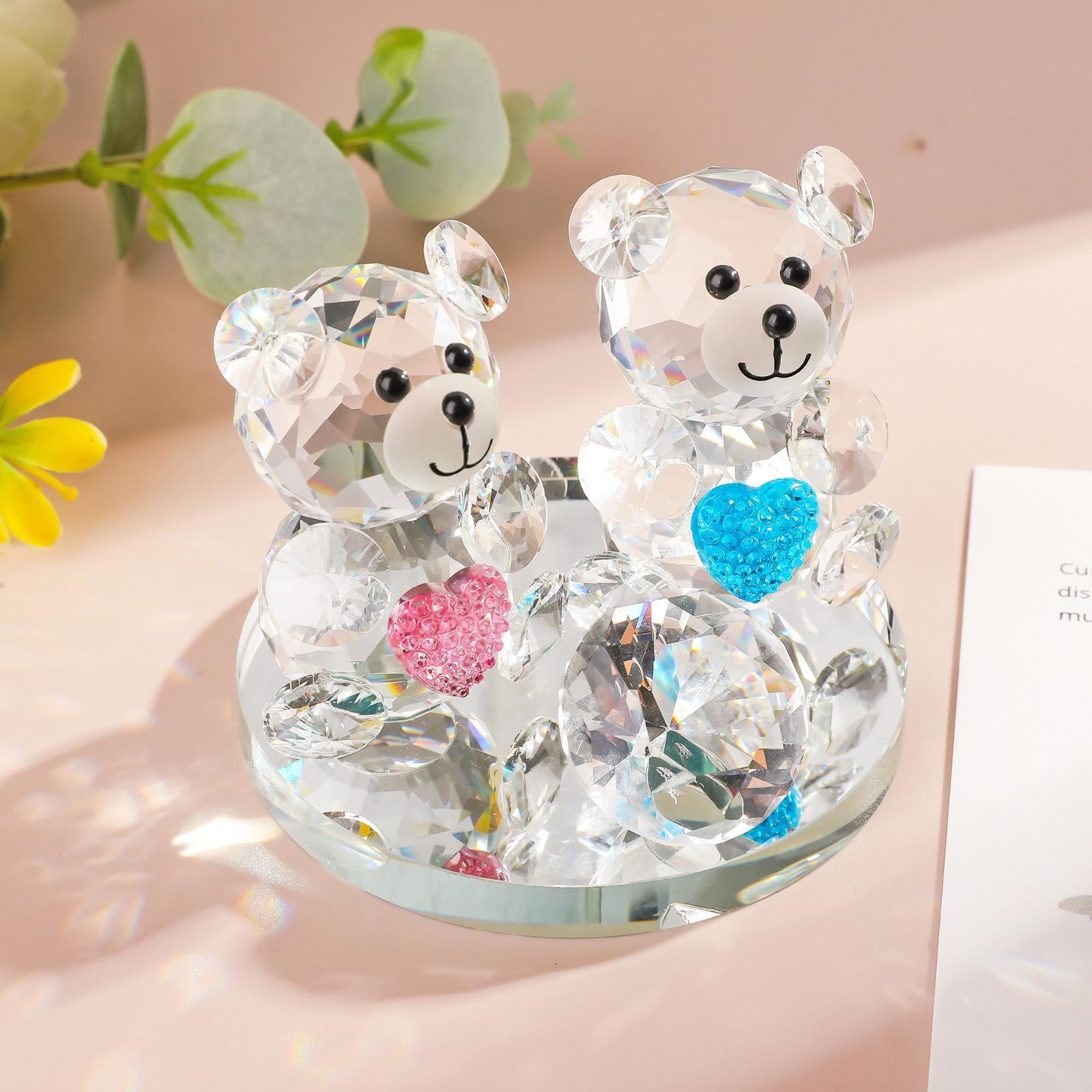 Swarovski クリスタル ベア 置物 ハート 花 スワロフスキー クリスタル