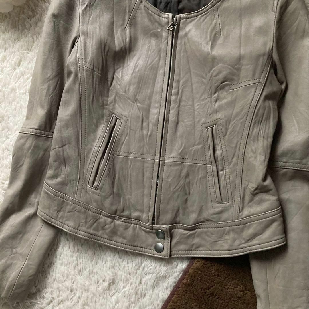 イネド シングルライダース シープスキン 羊革 ラムスキン グレージュ