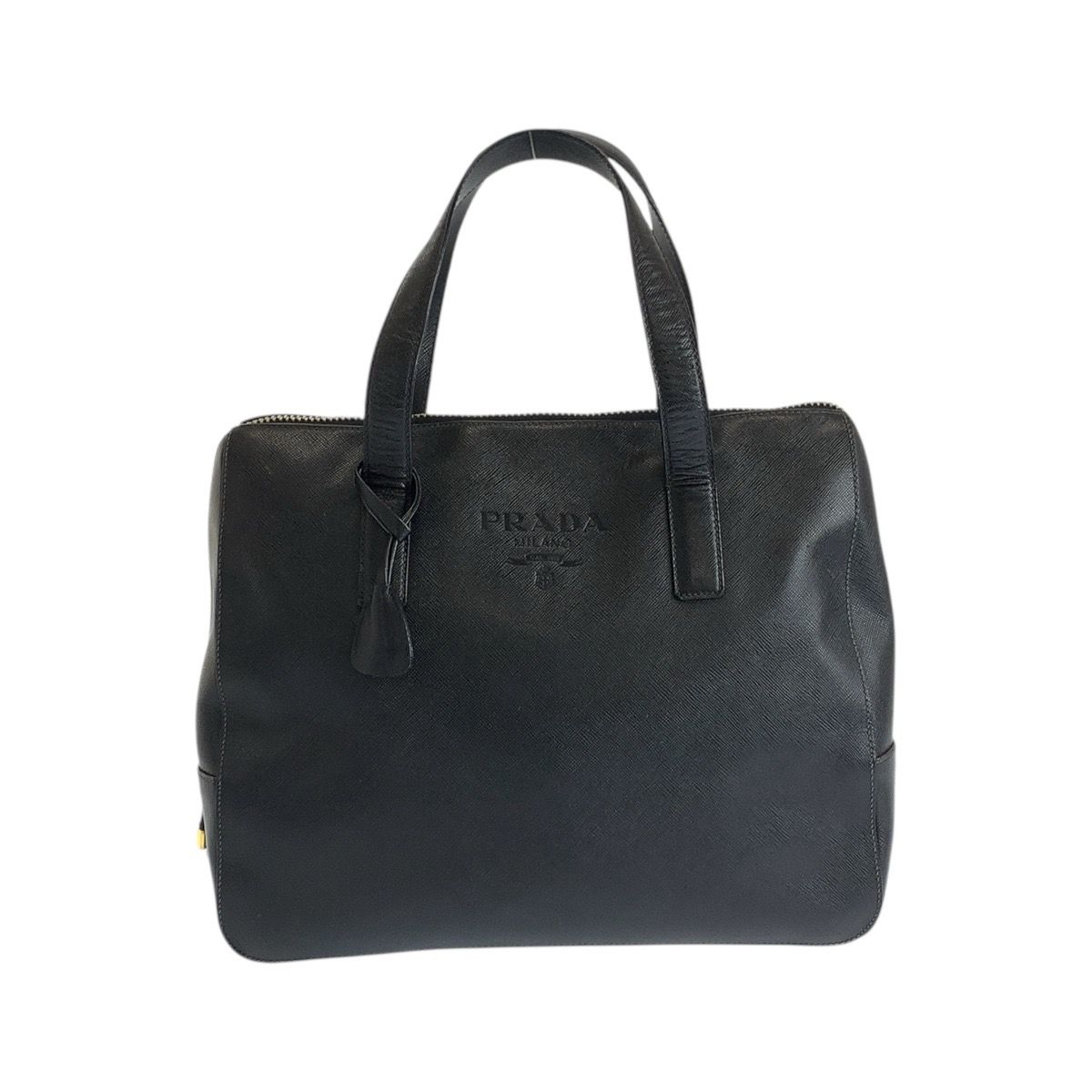 美品 PRADA プラダ サフィアーノ ブラック 黒 ゴールド金具 レザー