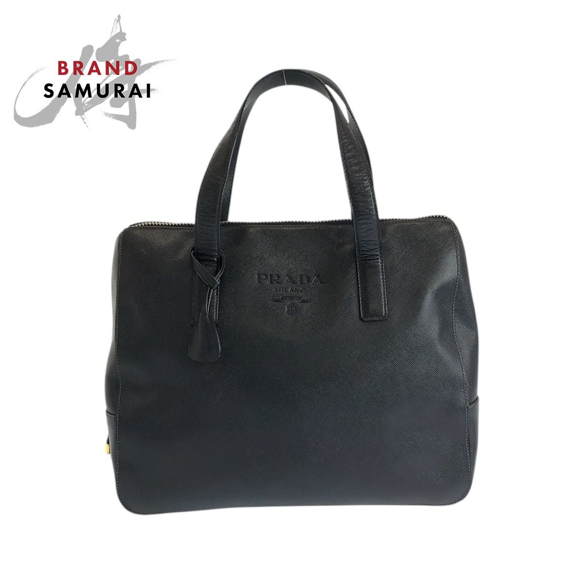 美品 PRADA プラダ サフィアーノ ブラック 黒 ゴールド金具 レザー