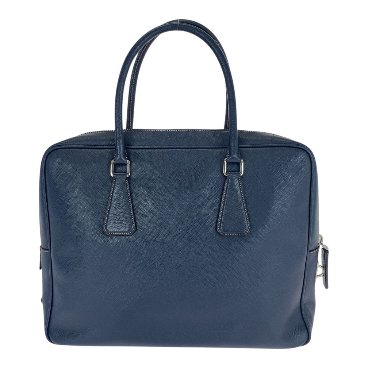 美品 PRADA プラダ サフィアーノ ネイビー シルバー金具 レザー