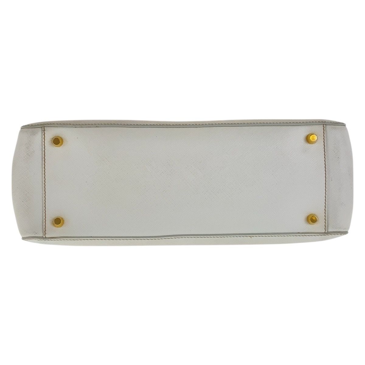 ✨美品✨ プラダ サフィアーノ ハンドバッグ ビジネス ホワイト PRADA プラダ サフィアーノ ガレリア ホワイト ゴールド金具 レザー