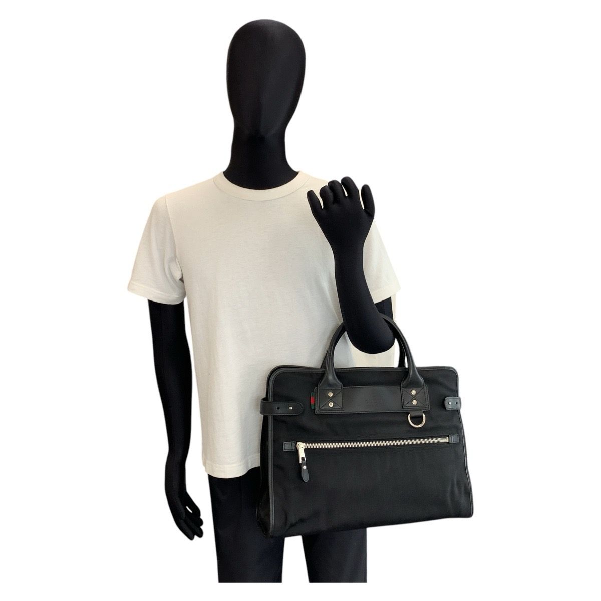 美品 GUCCI グッチ シェリーライン ブラック 黒 シルバー金具 ナイロン