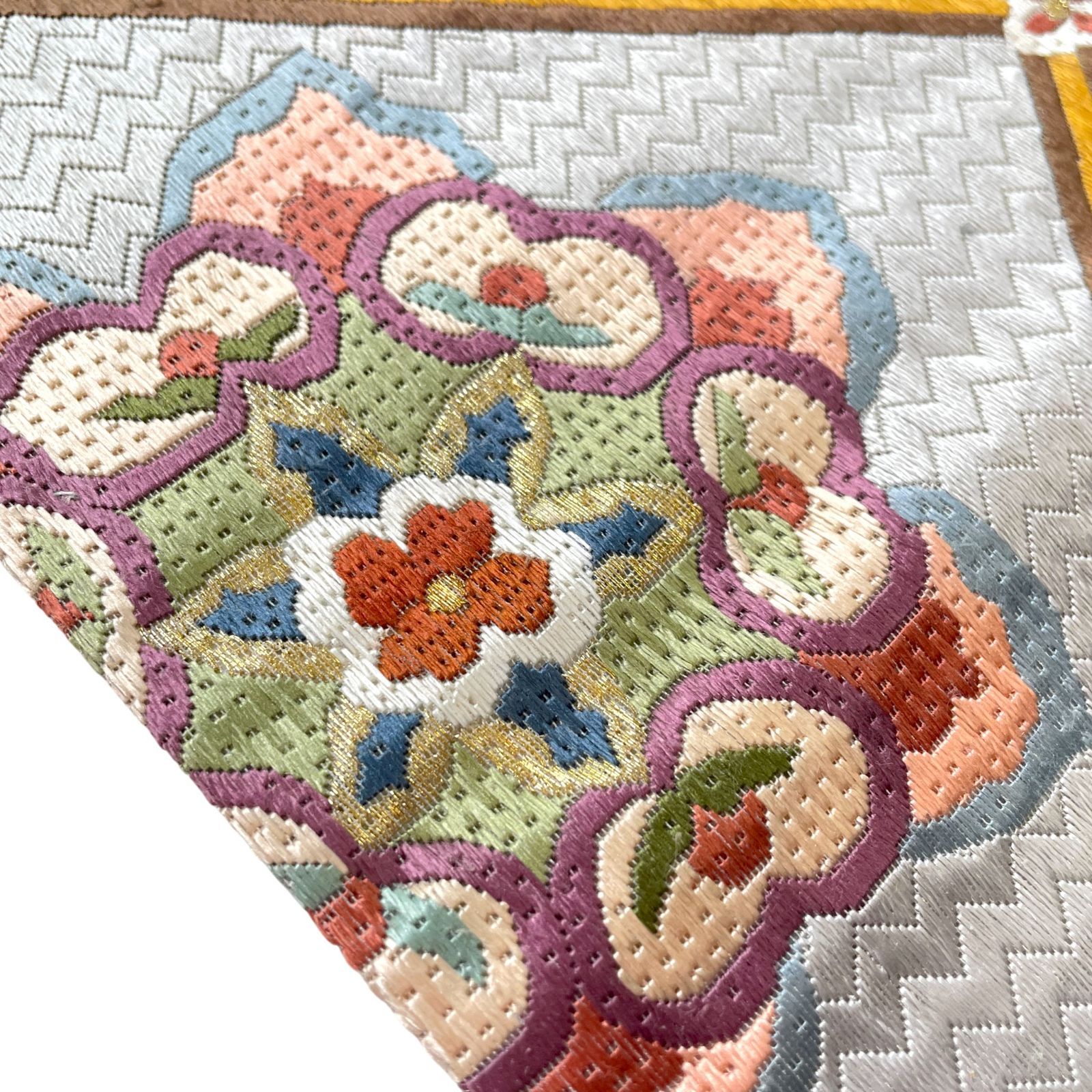 袋帯 正絹 金銀糸 斜め縞 華紋 振袖 成人式 着物 AO-0329 袋帯 正絹 金銀糸 斜め縞 華紋 振袖 成人式 着物 AO-0329